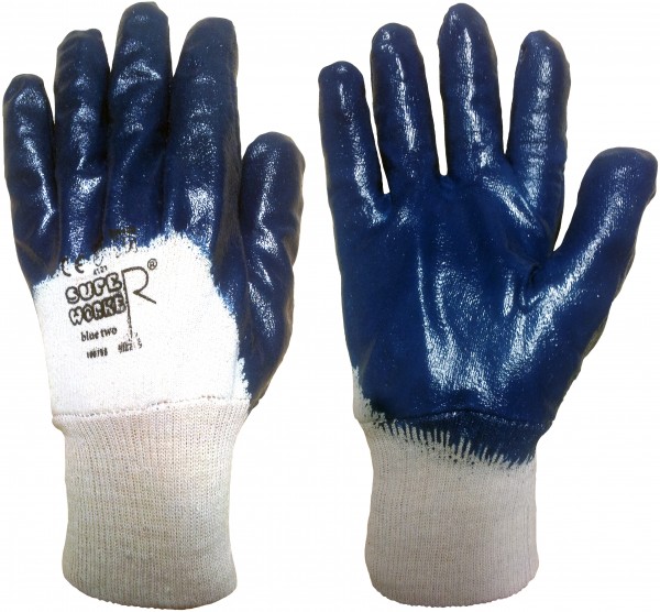 Super Worker nitrile protective gloves blue two with knit cuff
