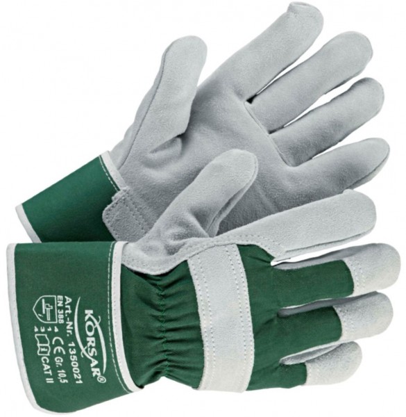 Korsar Trucker cow split leather protective gloves green