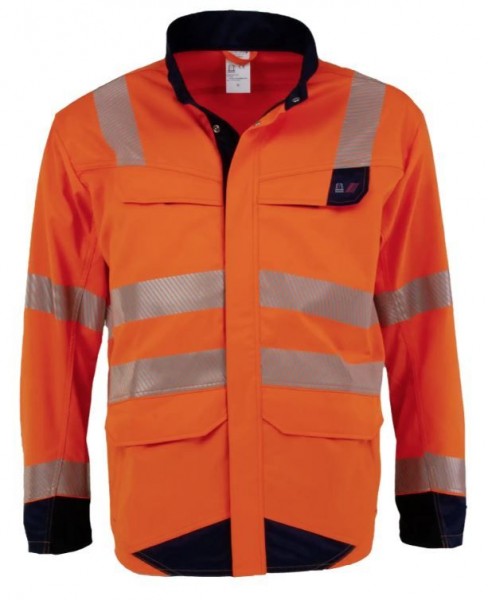 Asatex 4182JA high-visibility jacket fluorescent orange-dark blue