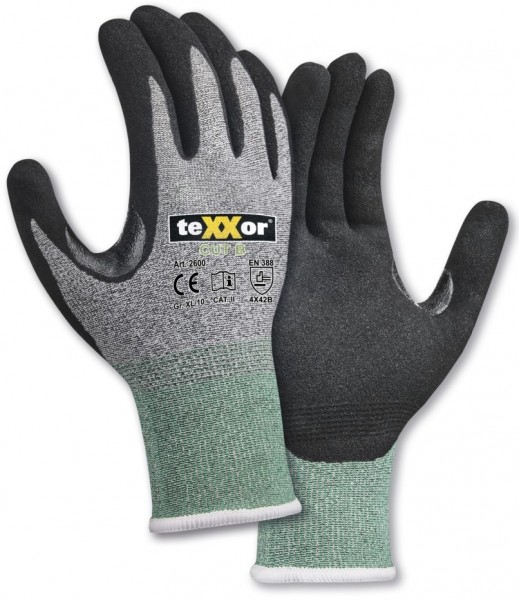 texxor 2600 cut protection knitted gloves level B
