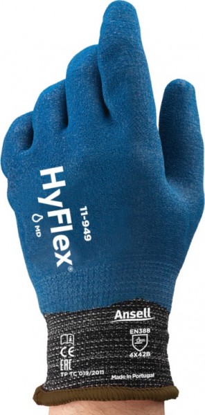 Ansell HyFlex 11-949 Cut resistant gloves with nitrile coating blue-grey