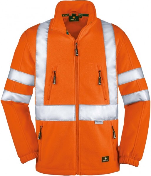 4 Protect SEATTLE 3460 Fleece jacket fluorescent orange with reflective stripes, zippable
