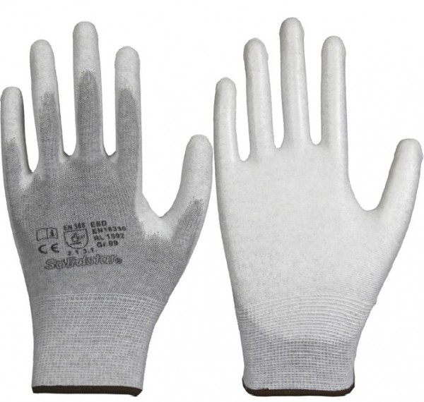 Solidstar 1592 ESD fine knitted gloves with PU-coating