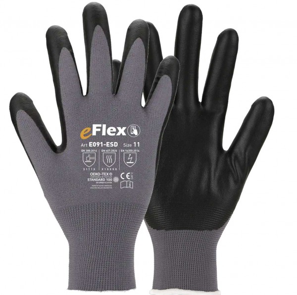 Asatex E091-ESD Nitrile Fine Knit Gloves with ESD Protection