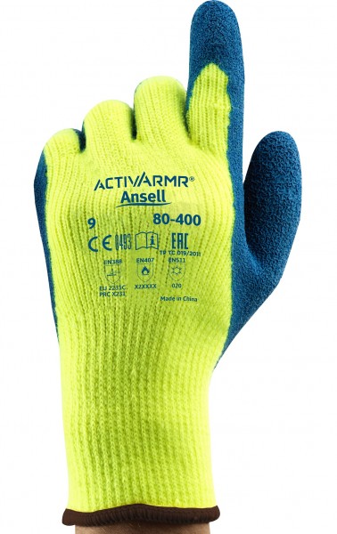 Ansell PowerFlex T° Hi Viz Yellow 80-400 Cut-resistant gloves down to -30 °C