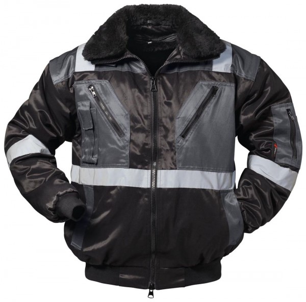 Norway Kirkenes 23643 Pilot jacket with reflective stripes black-grey