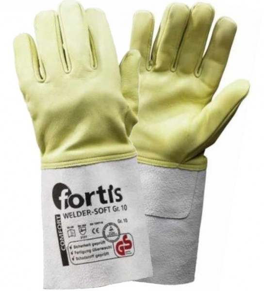 Fortis Comfort Welder-Soft welding gloves white-beige