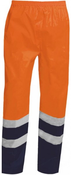 Vizwell VWJK64 high-visibility rain trousers fluorescent orange-navy