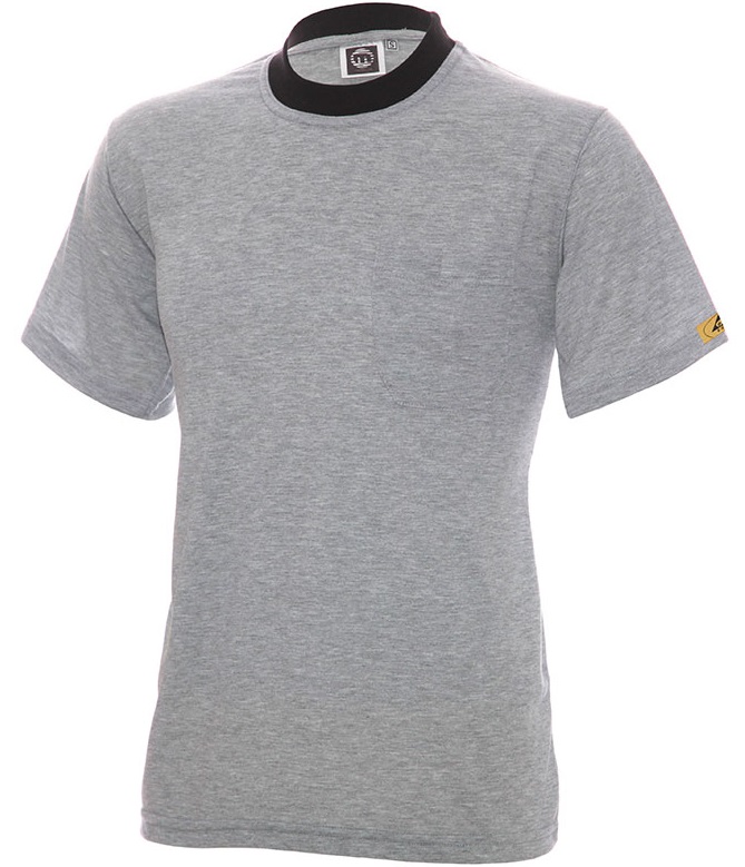 ESD T-Shirt short Clever-AS-Technik Industrial clothing grey safety T-shirts 150g/m² sleeve Clothing Outer | | | - 
