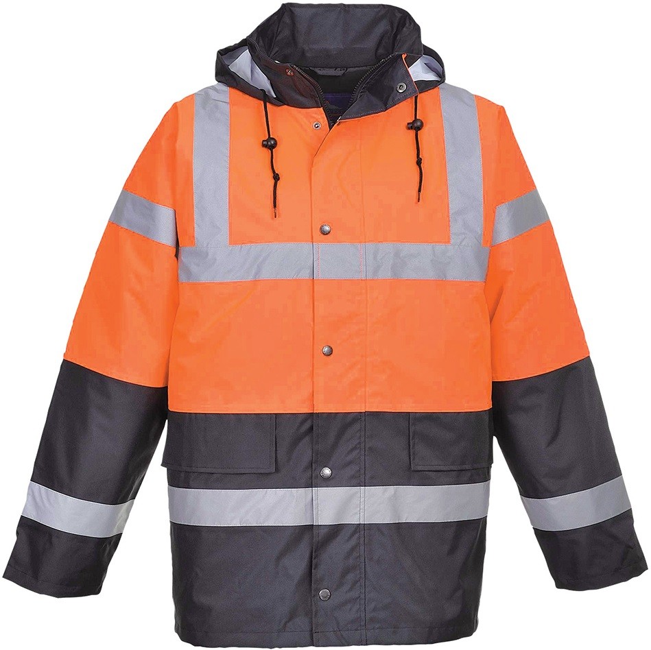 Portwest S467 two-coloured warning traffic jacket | light orange-navy ...